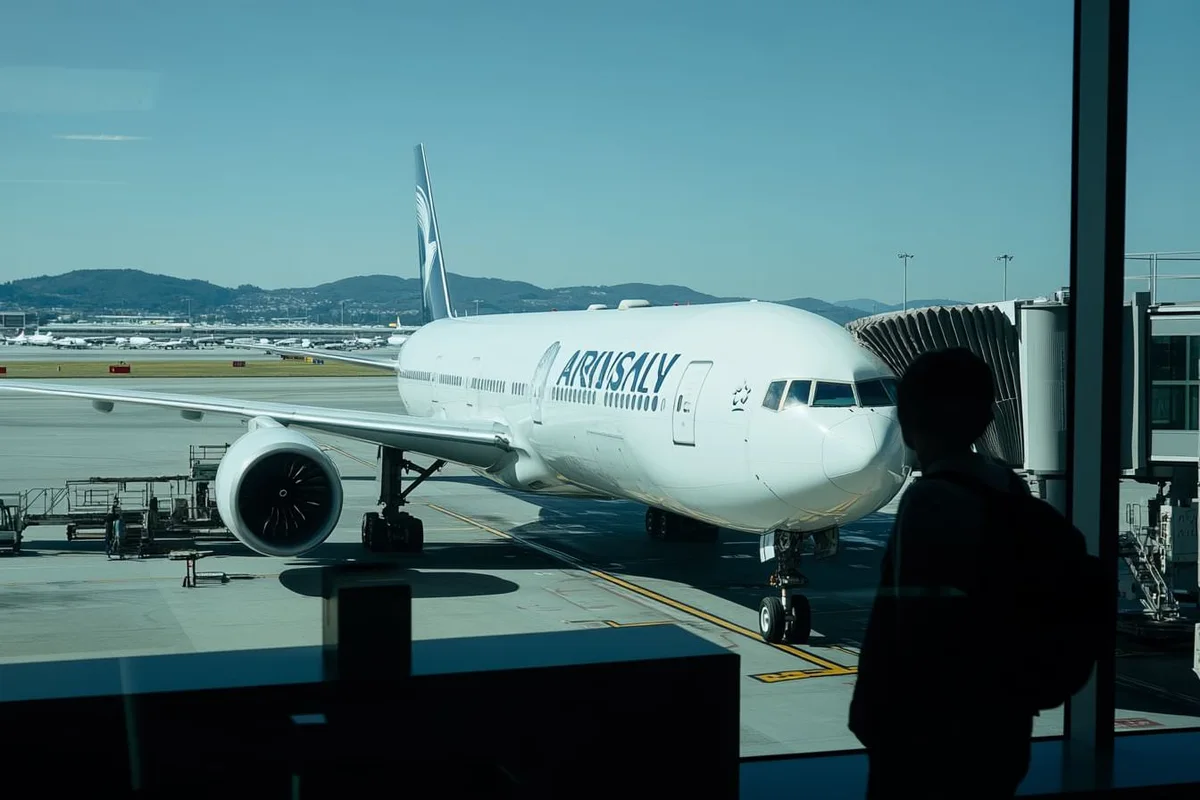 Ein Flugzeug, das am Dock steht